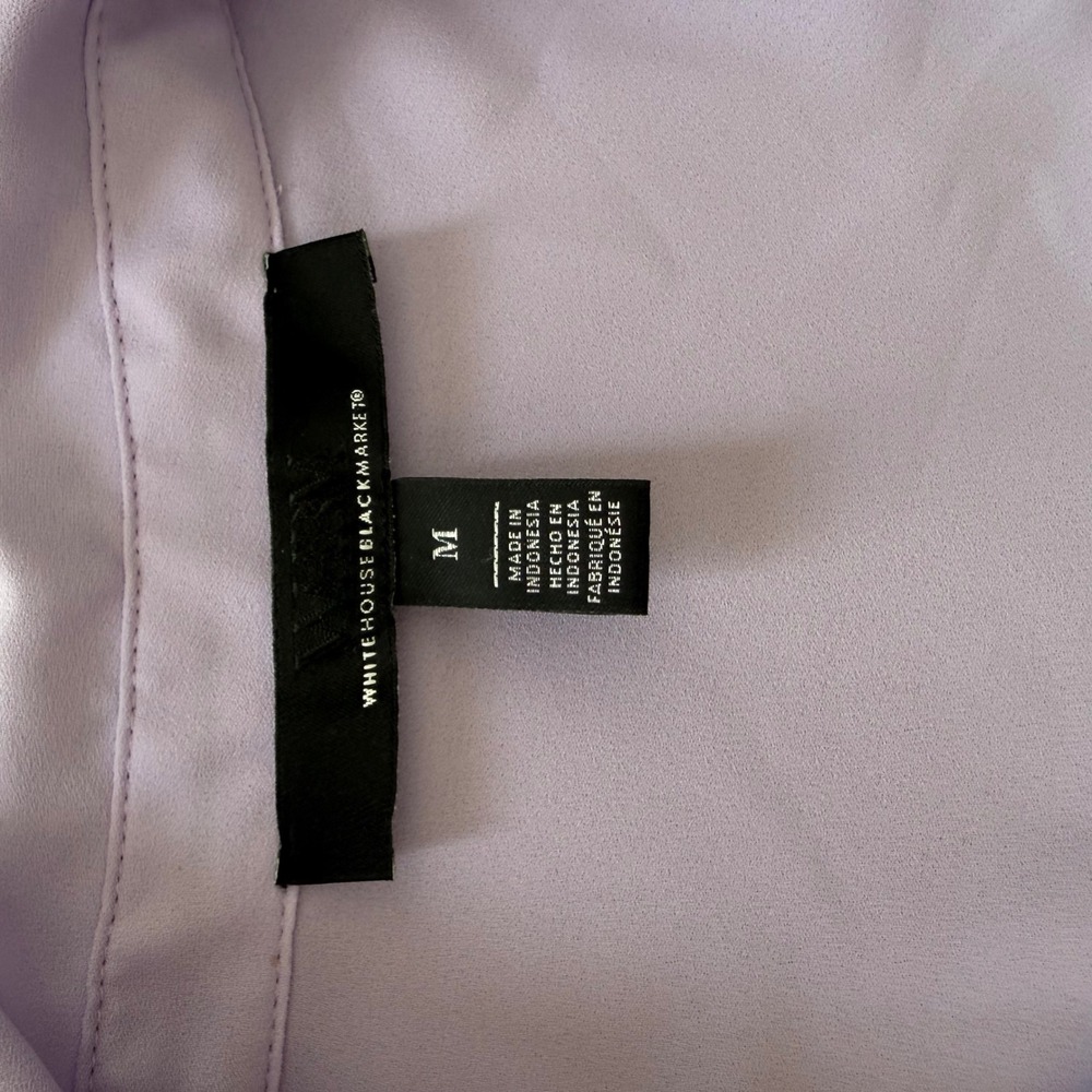 White House Black Market Lilac Purple Hidden Button Front Blouse Womens Medium - Picture 4 of 7
